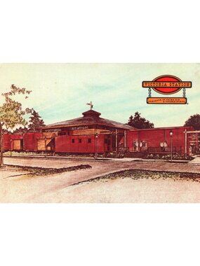 Vintage Victoria Station Railroad-Themed Restaurant Postcard Featuring Prime Rib